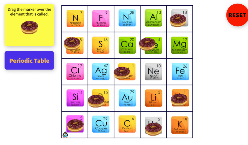 Periodic Table Bingo: Opens in a New Tab