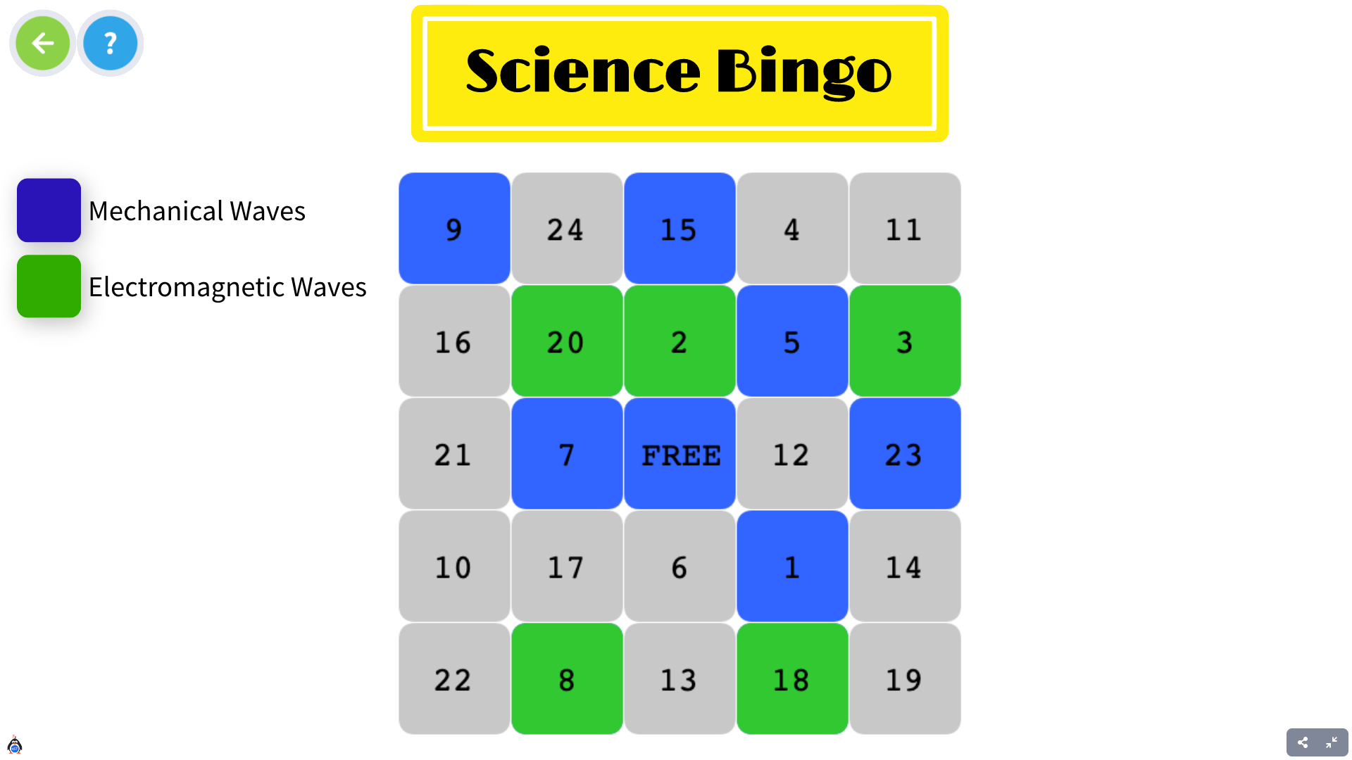 Bingo: Mechanical and Electromagnetic Waves