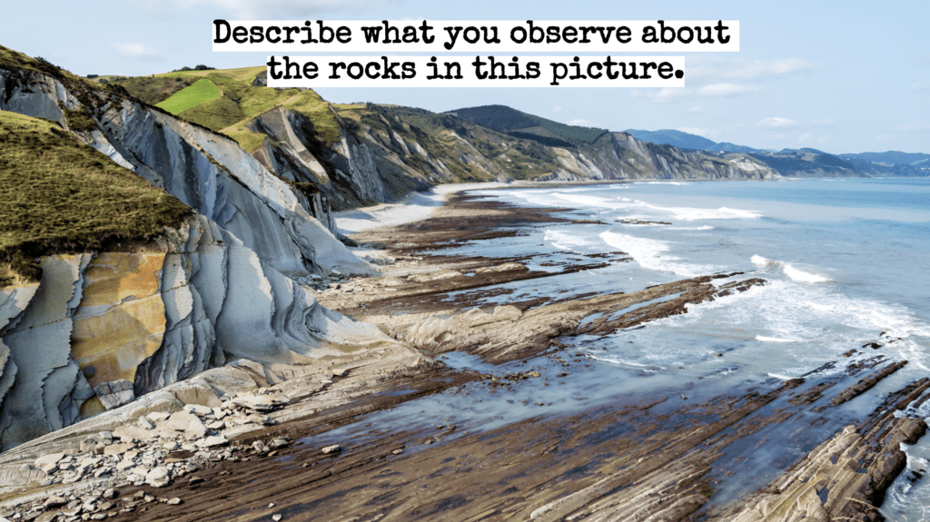 Beach with rock layers