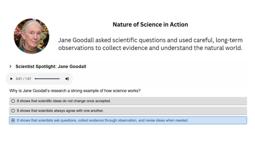 Jane Goodall Nature of Science Questions