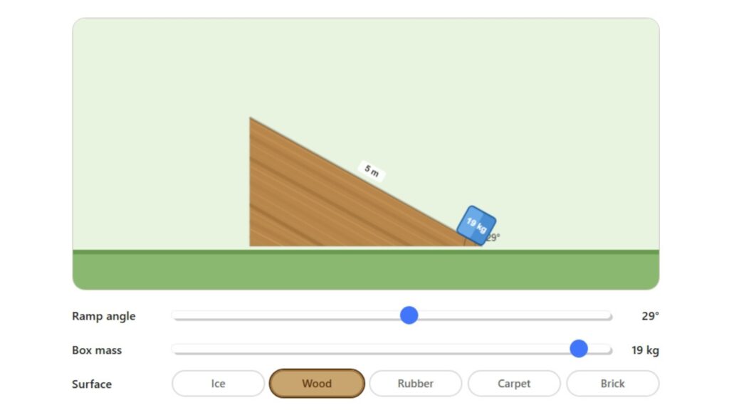 Forces on a Ramp Simulation