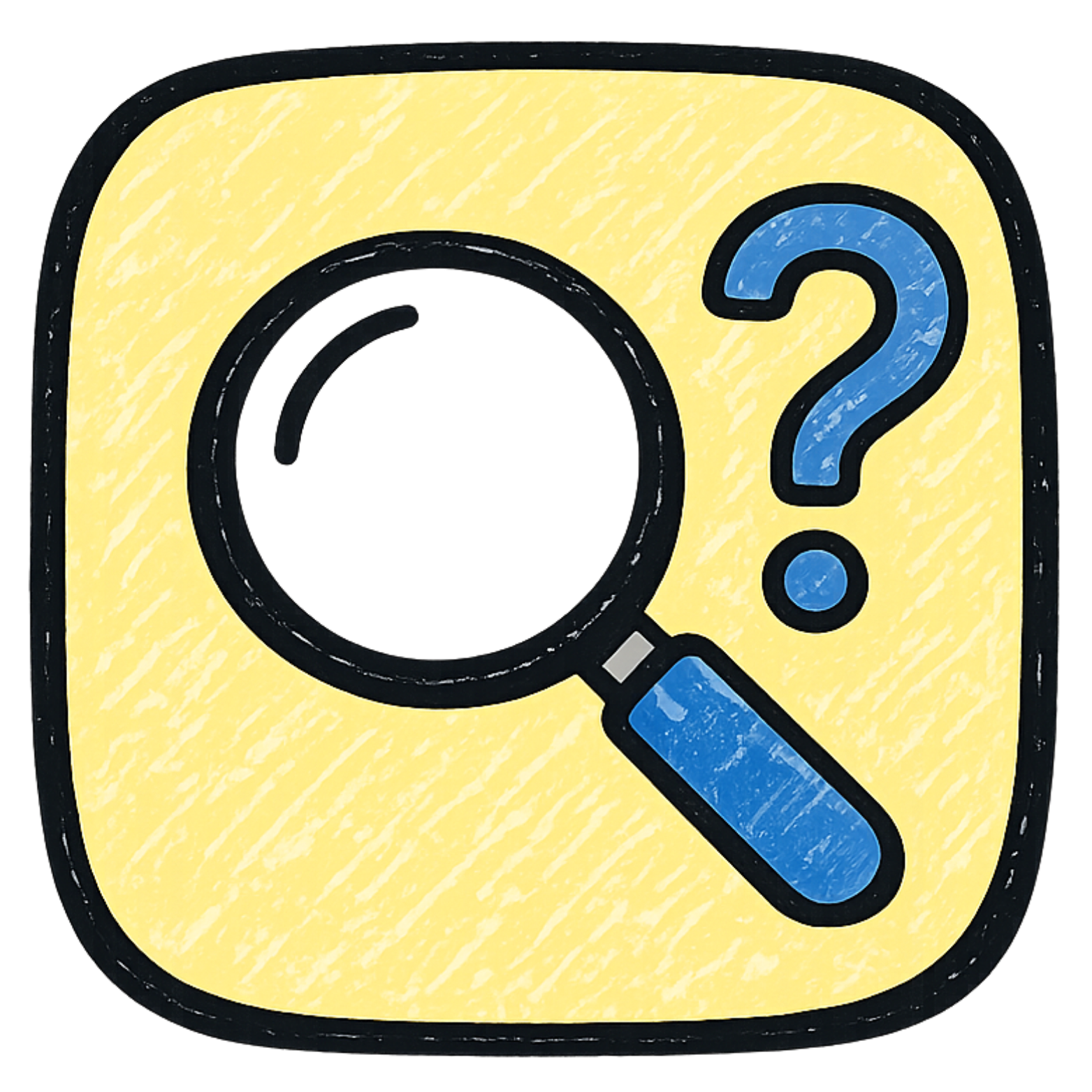 Question and magnifying glass icon