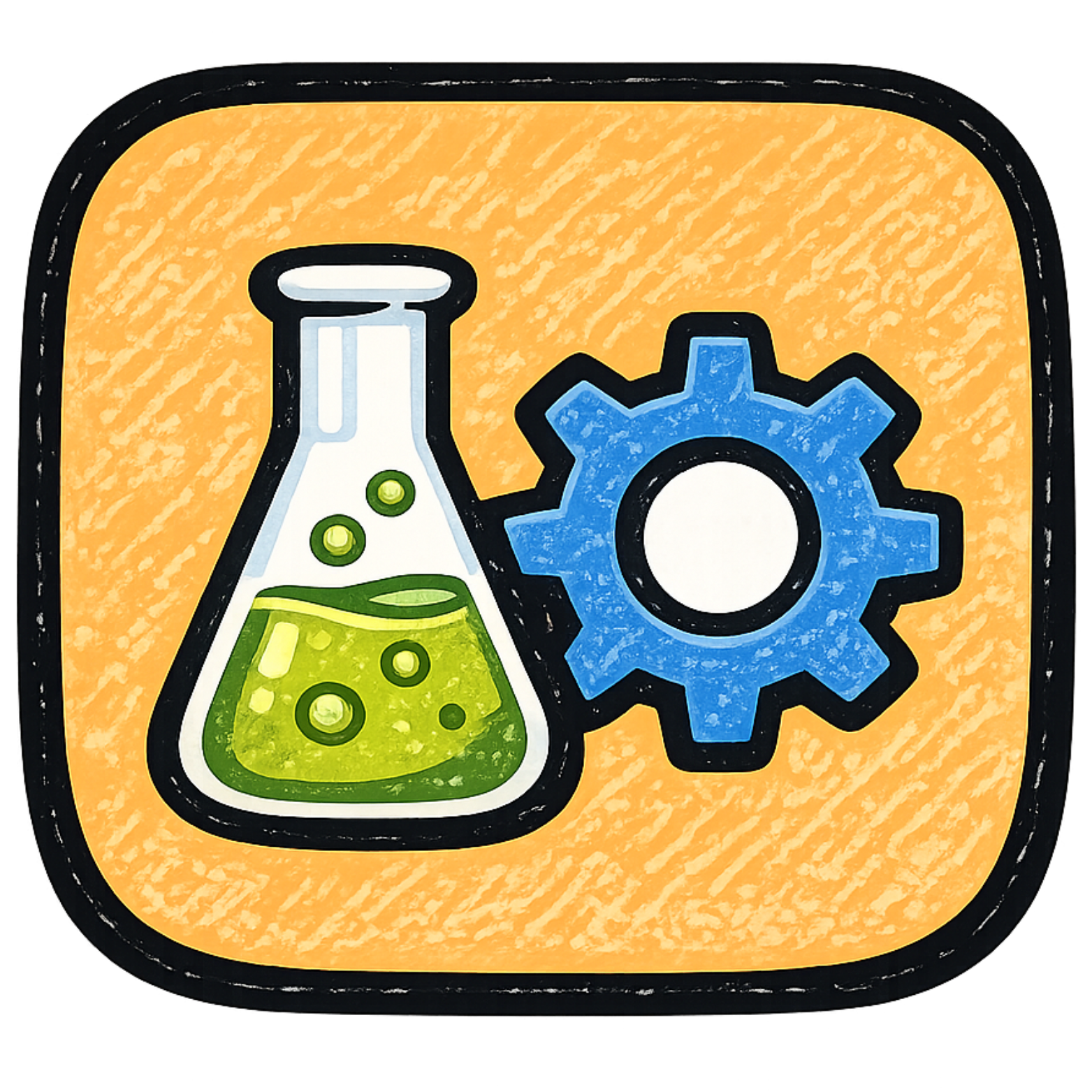 Science and engineering icon with flask and gear