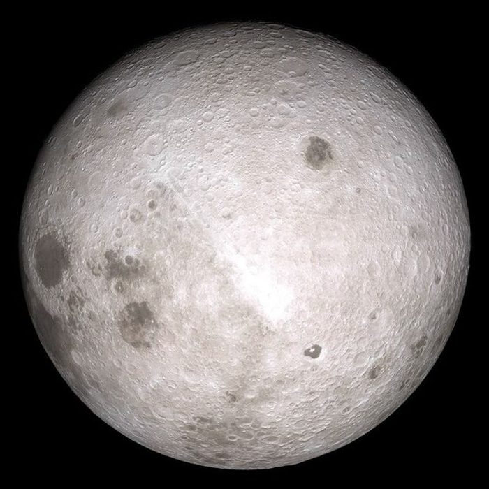 The far side of the moon, covered edge to edge in craters with almost no dark plains